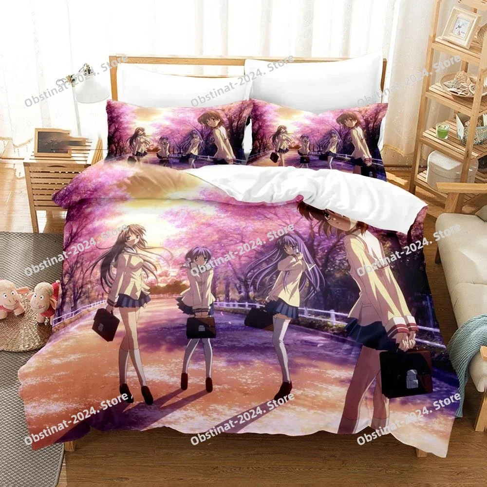 

Anime Clannad Nagisa Furukawa Bedding set Printed Duvet Cover Pillowcase Single Double Queen Super King Size Sets