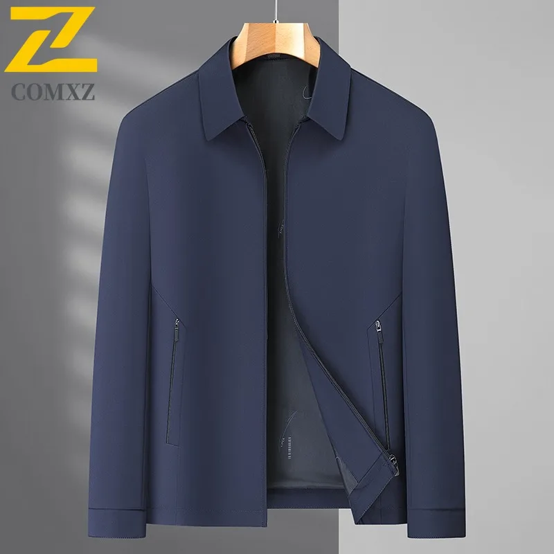 سترة رجالي COMXZ بسيطة مقاومة للتجاعيد وياقة واقفة للسفر في الهواء الطلق معطف مقاوم للرياح ملابس خارجية خفيفة الوزن للخريف يوميًا #1
