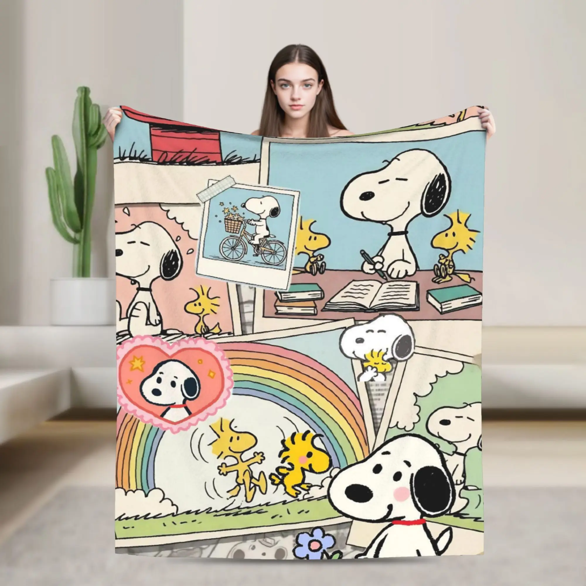 Lovely Dog S-Snoopys Plush Blanket  Funny Throw Blanket for  Sofa Bedding Lounge 150*125cm Bedspreads