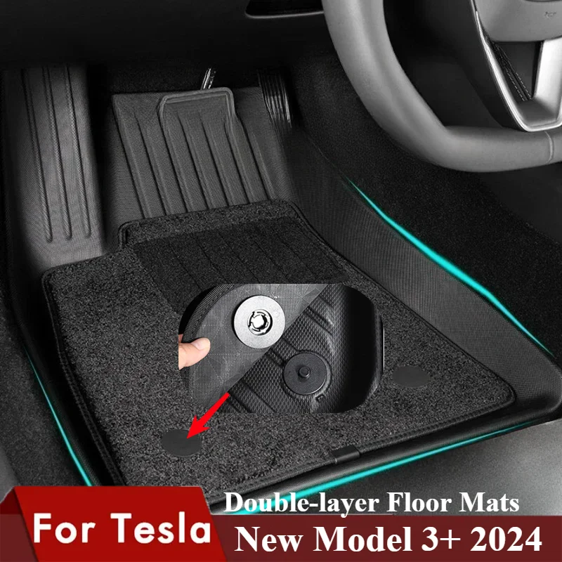 For Tesla Model 3 Highland 2024 Floor Mats Waterproof Anti-Slip Double-layer Mats Cargo Liner Floor Mats Interior Accessories