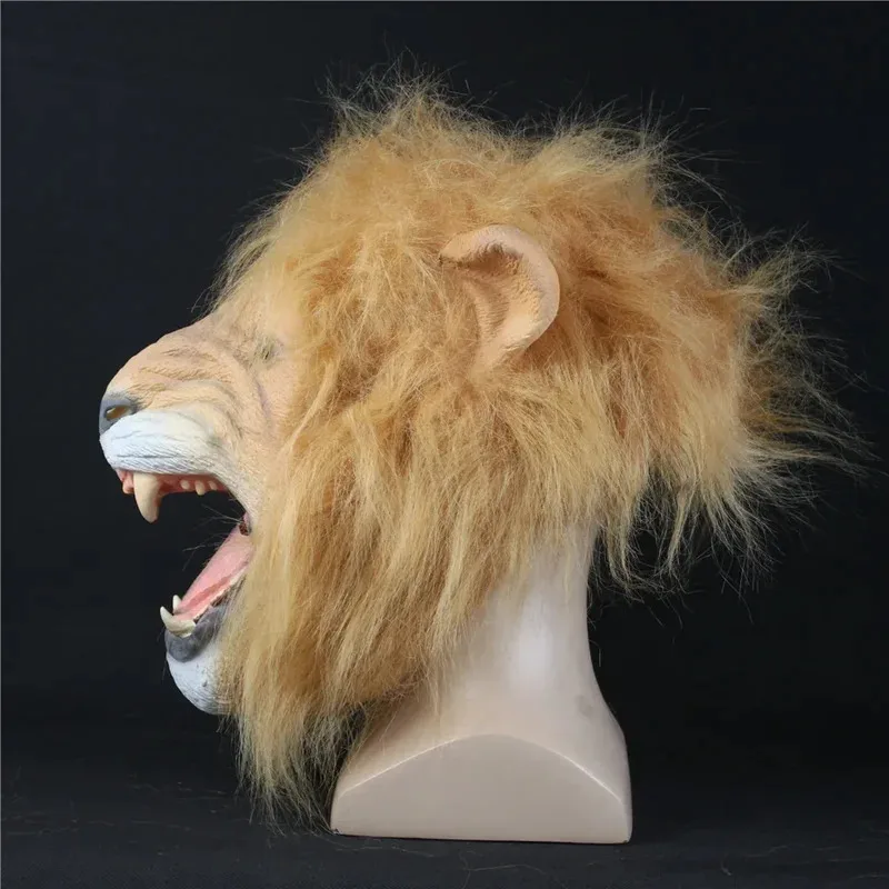 

CyCosplay Animal Long Hair Angry Lion Latex Mask headgear helmet Halloween Costume Fancy Dress party Anime stage show props gift