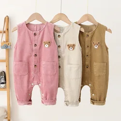 0-3 Y  Baby Girls Clothes Bear Embroidery Girls Rompers Toddler Jumpsuits Infant Boys Overalls Toddler Outfit