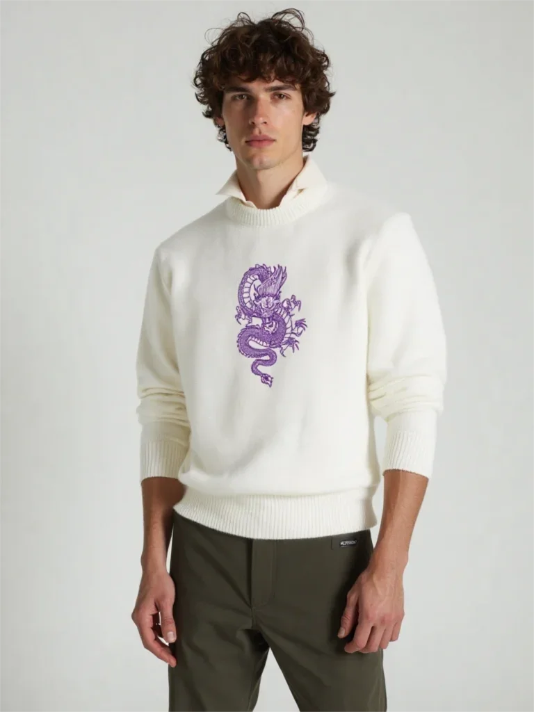 

Y2K Ретро принт Повседневный белый вязаный свободный свитер Повседневный стиль Унисекс Готический осенне-зимний мужской женский свитер с круглым вырезом