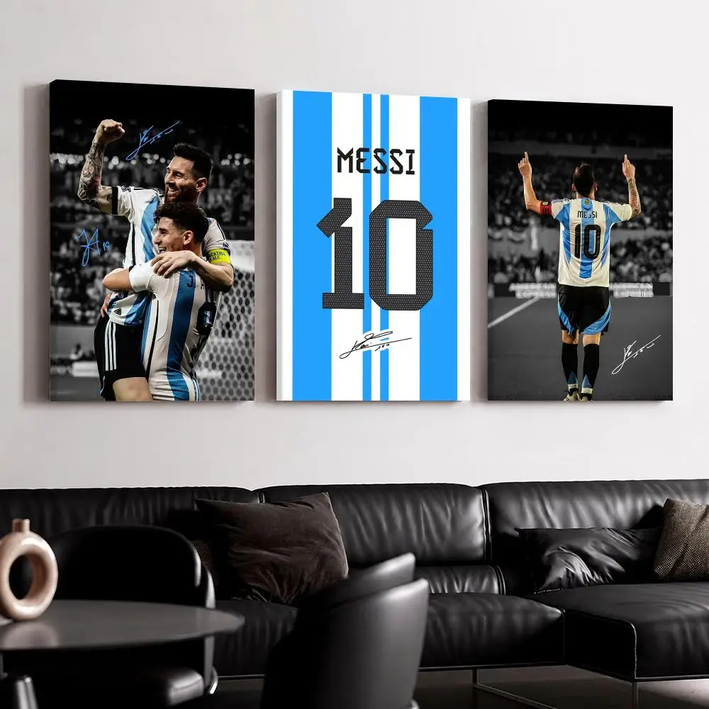 Cool Soccer Players M-MesSI Framed Wall Painting Ready to Hang Canvas Wall Art Poster for Bedroom Living Room Home Decor Gift