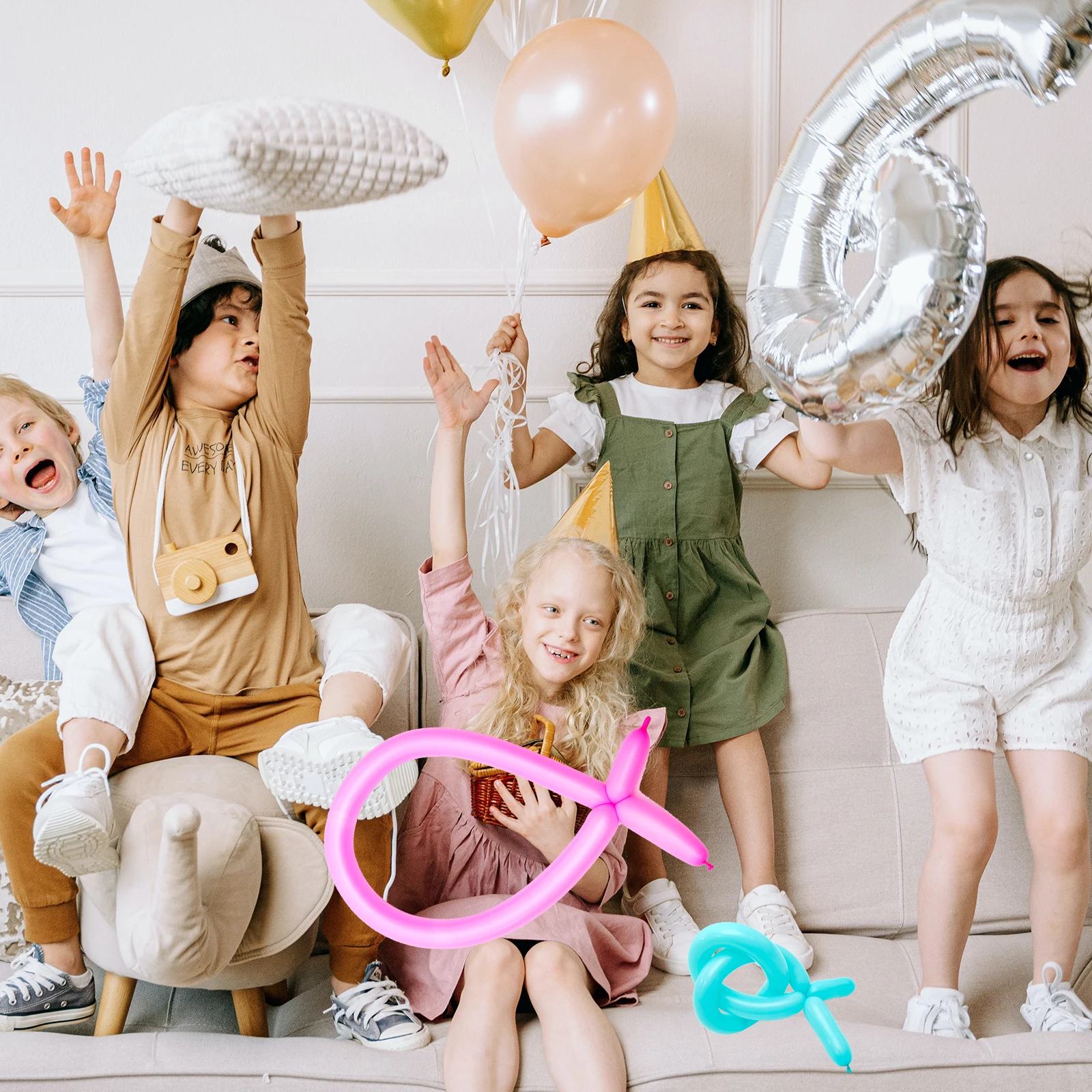 

100 Pcs Long Balloons Halloween Animals Emulsion Bridal Shower Party Balloon Ornaments Cartoon Twisting Wedding Birthday Prop