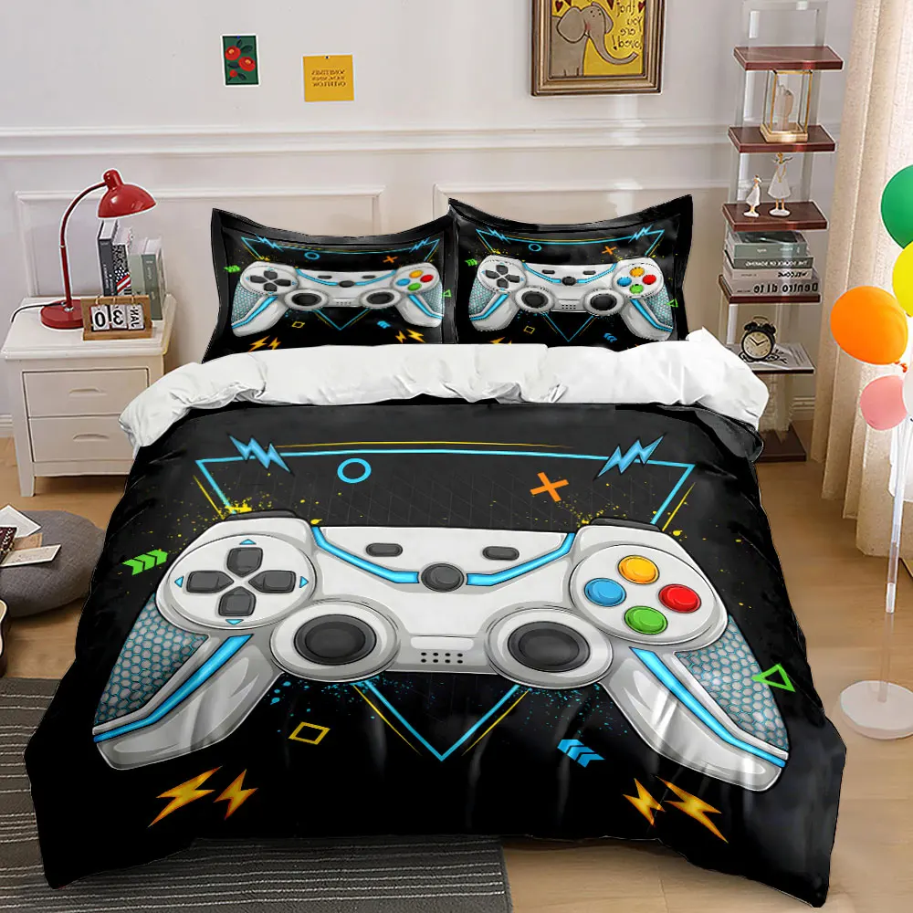 Game controller with vibrant design Print Bedding set 3PC 1 duvet cover 2 pillowcases adult and children bedding set Luxury