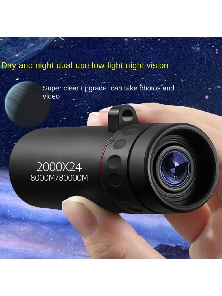 Telescópio monocular hd 2000x24, mini telescópio portátil para celular com suporte para acampamento