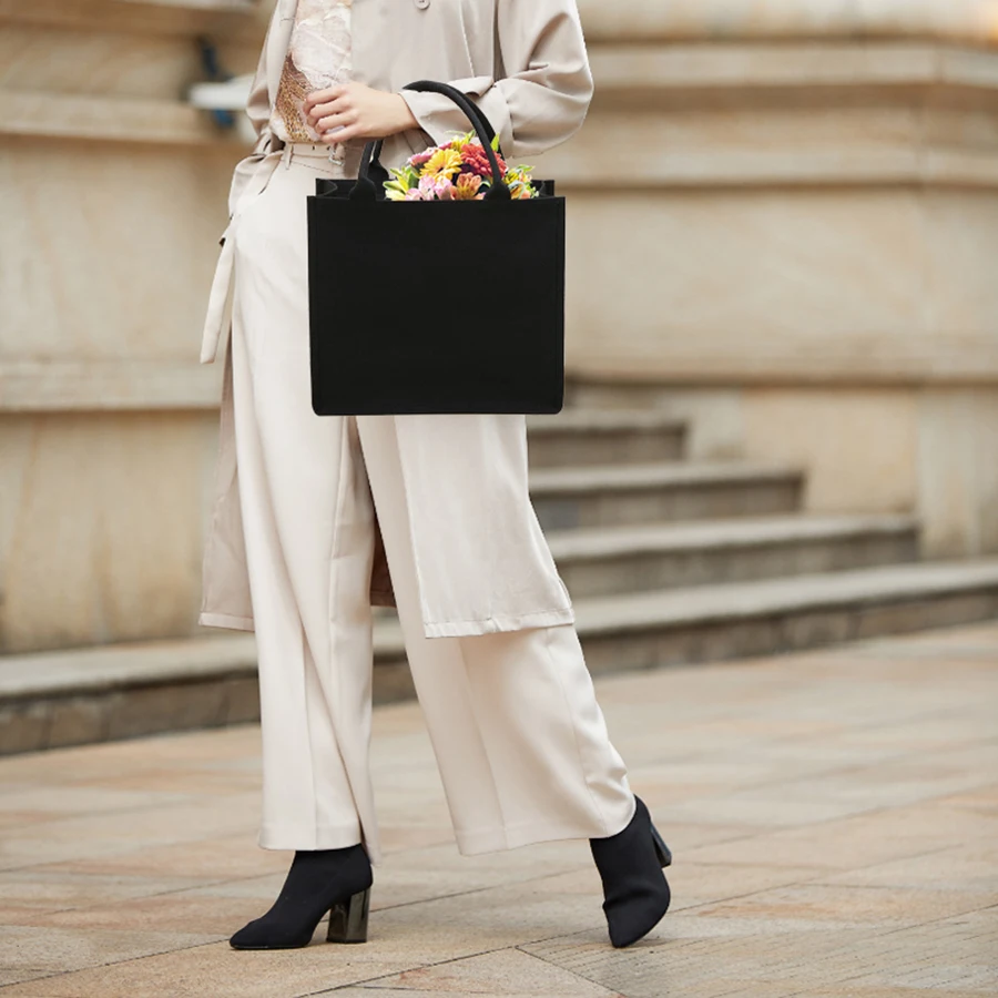 

Чистая черная женская сумка большой вместимости, простая дорожная холщовая сумка, модная классическая сумка для покупок на выходе