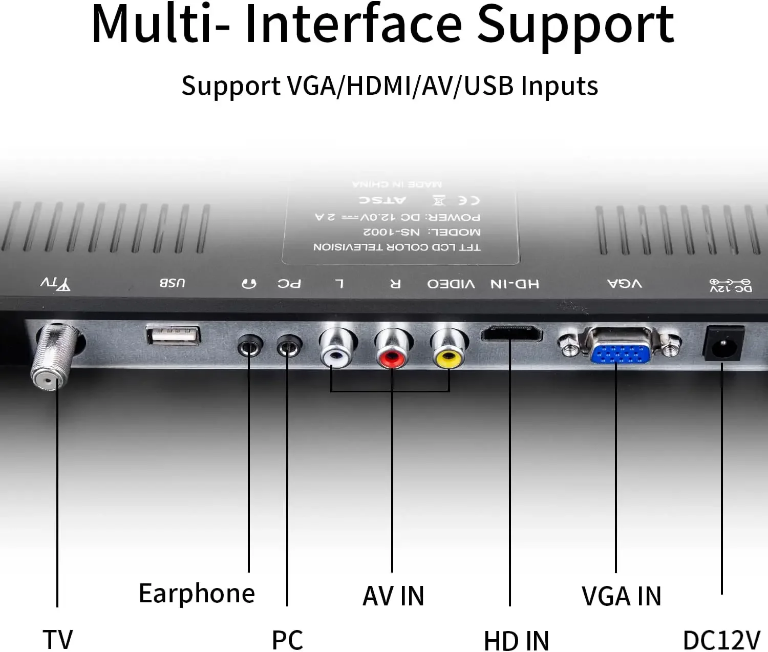 17 inch TV,Small Widescreen LED TV with Antenna,Digital ATSC Tuner-Free HD Local Channels,HDMI VGA USB Port,12 Volt Charger Cabl