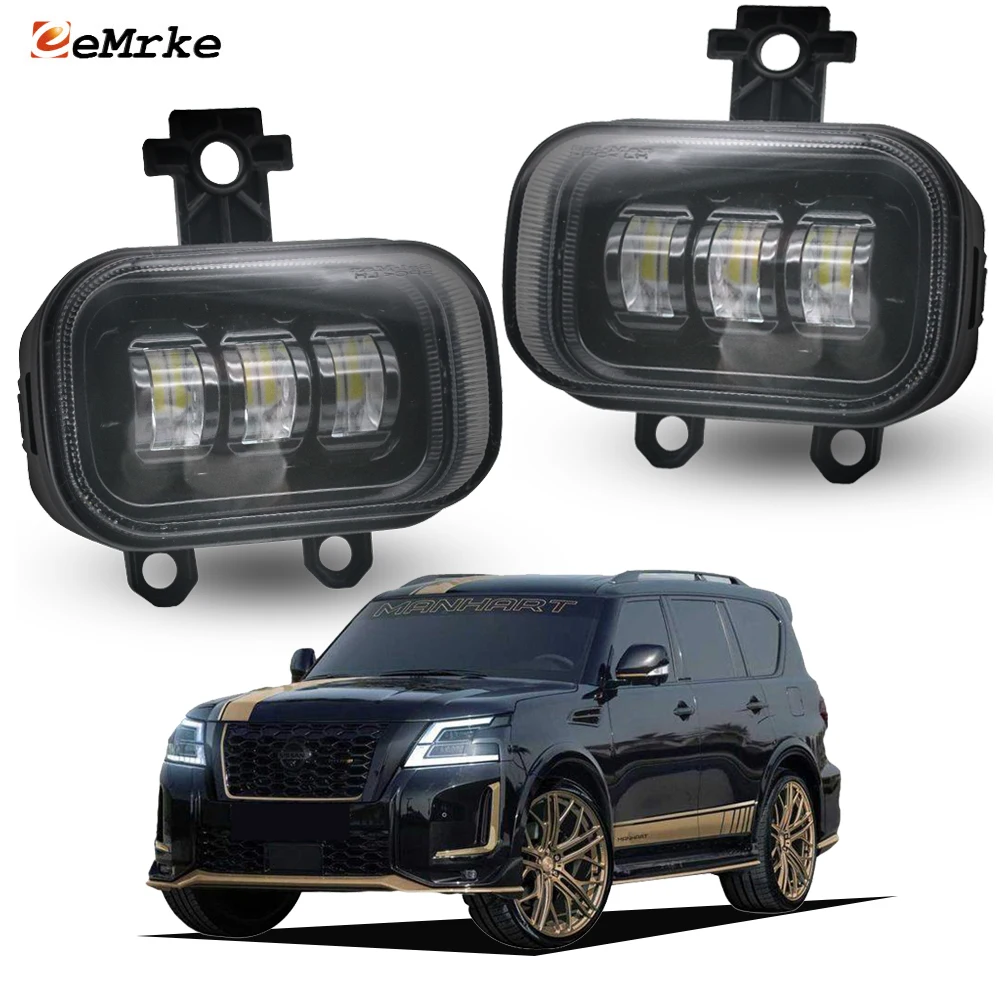 

White / Yellow LED PTF DRL & Fog Light Clear Lens for Nissan Patrol Nismo 2021 2022 2023 Car Fog Driving Lamp 40W 5-Min Replace