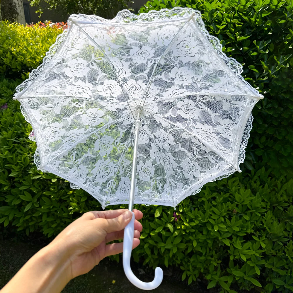 Weißer Spitzen-Sonnenschirm, Teeparty-Deko, Geburtstagsparty-Zubehör, Vintage-Hochzeitsaccessoires für Brautjungfern, Geschenk, Foto-Requisiten – Detail 13