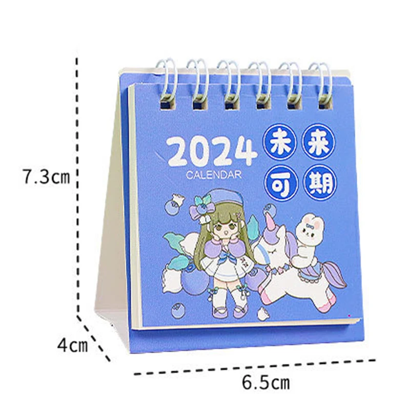 2024 Mini Desktop Calendar Cute Cartoon Girls Rabbits Desktop Note Multi Style Coil Calendar Office School Supplies