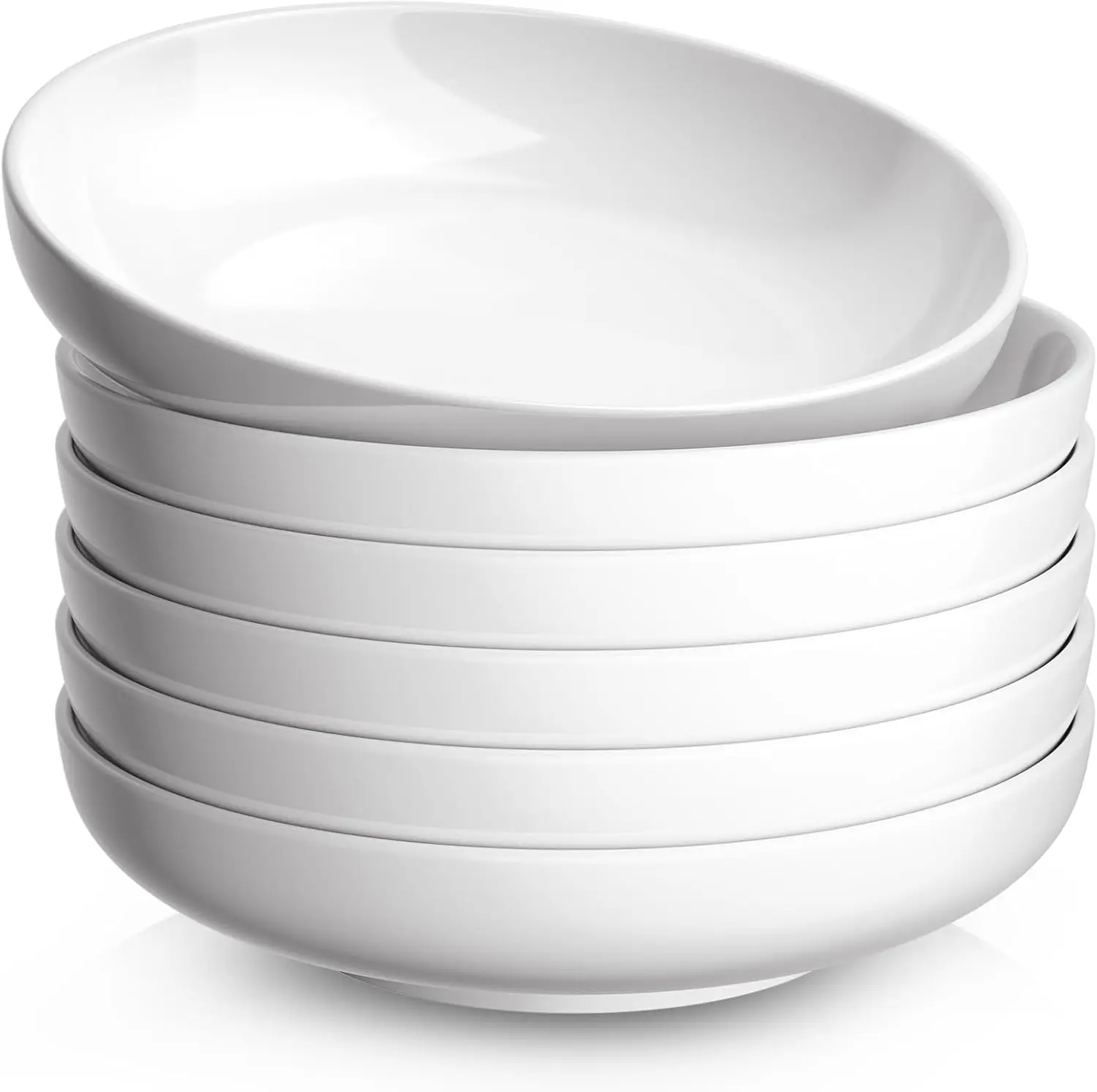35oz Pasta Bowls Set of 6, Large Salad Soup Bowls, Microwave Dishwasher Safe Porcelain Serving Bowl White Dinnerware Gift