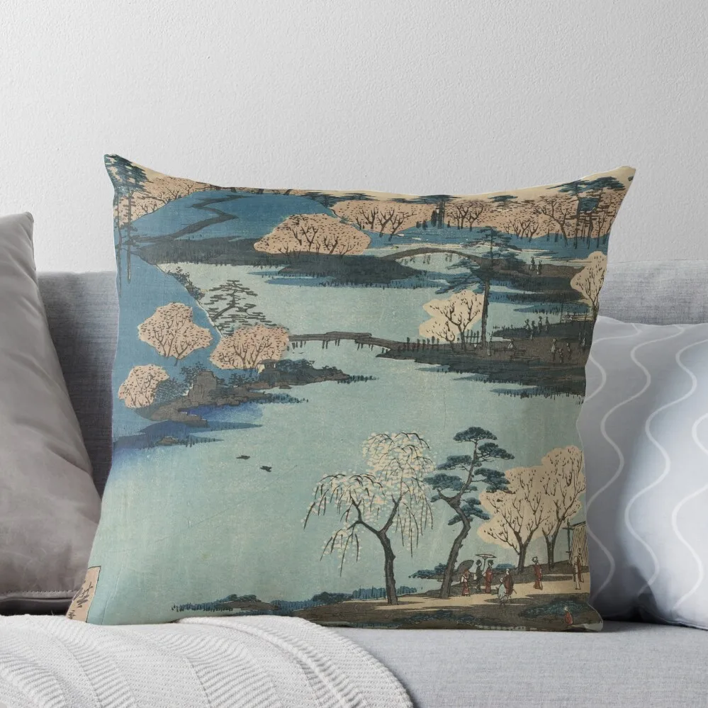 

Vintage 1800's Japanese River Landscape Art Throw Pillow Cushion Covers For Living Room Sofa Covers For Living Room