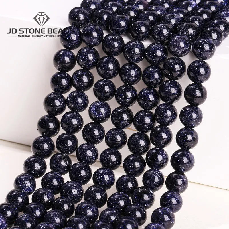 Synthetic Blue Sandstone Beads Round Loose Spacer 15