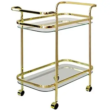 Latest Stainless Steel Trolley bar Cart for Home Catering Hotel Restaurant Kitchen Food Serving Trolley Wine & Glasses Holders