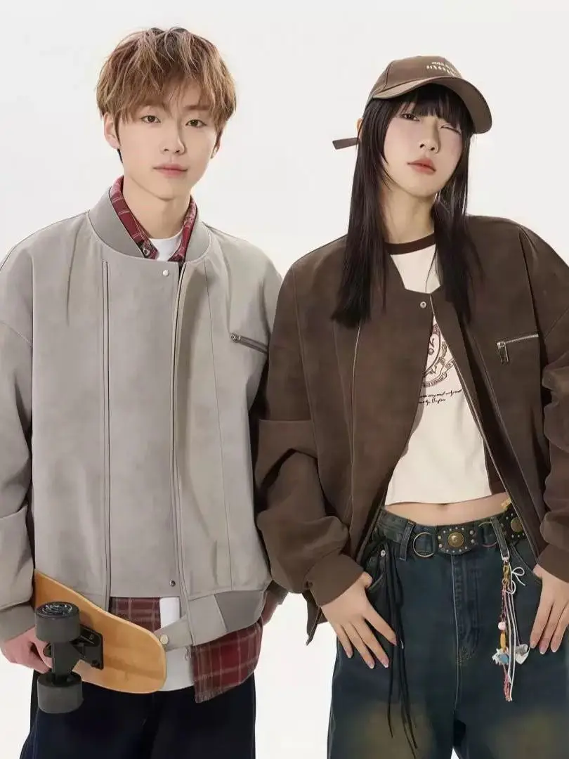 

Повседневная свободная кожаная куртка унисекс в стиле ретро, американская мотоциклетная куртка-пилот, модная городская куртка для отдыха