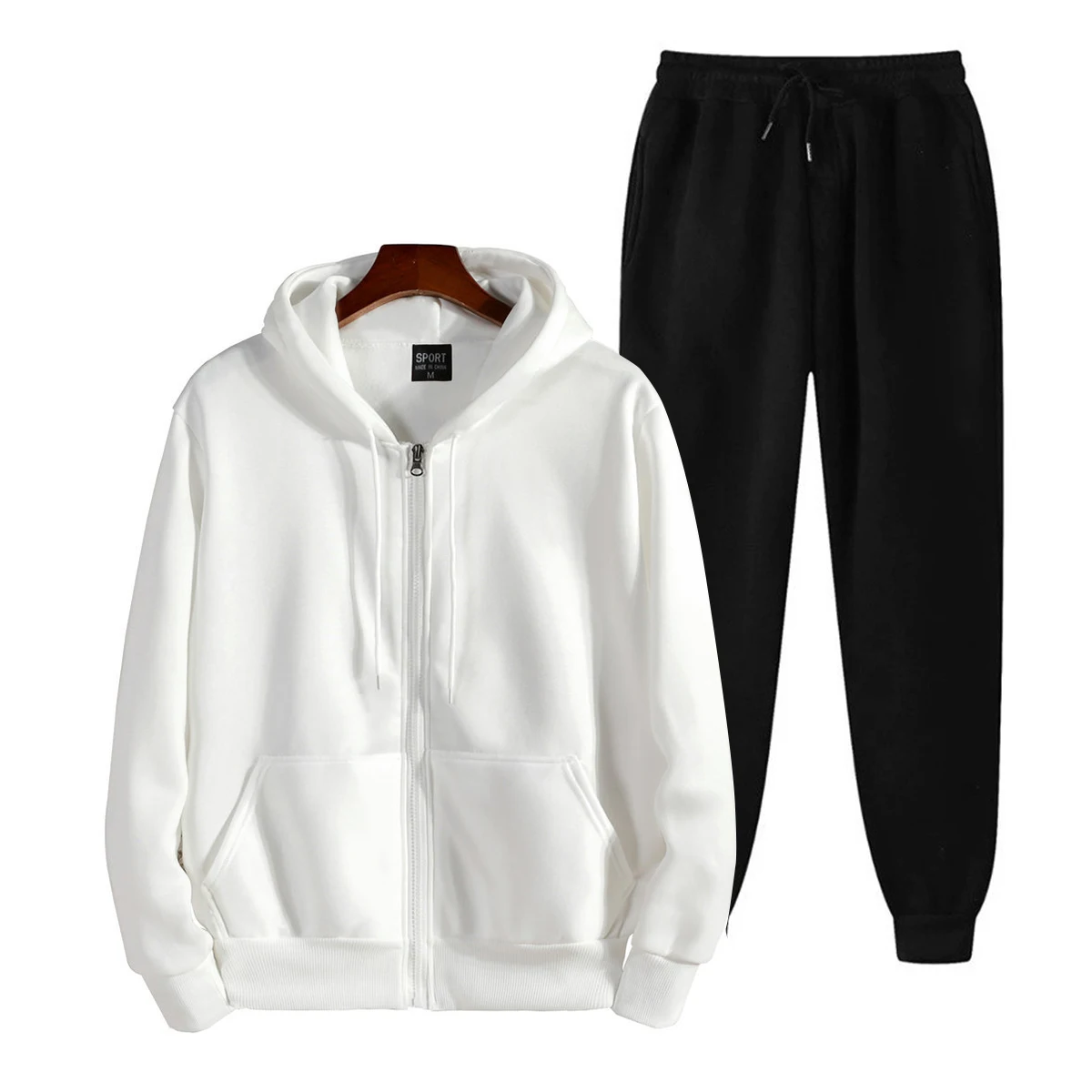 Men's Tracksuit Set, Hooded Zip-Up Sweatshirt and Jogger Pants, Casual Sports Outfit for Gym, Running, Daily Wear