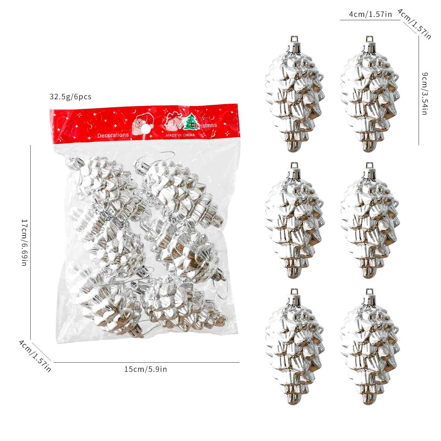 Convenient Hanging Christmas Ornaments Easy Hanging 15*17*4cm per Bag Christmas Tree Decorations Compact For Versatile Placement