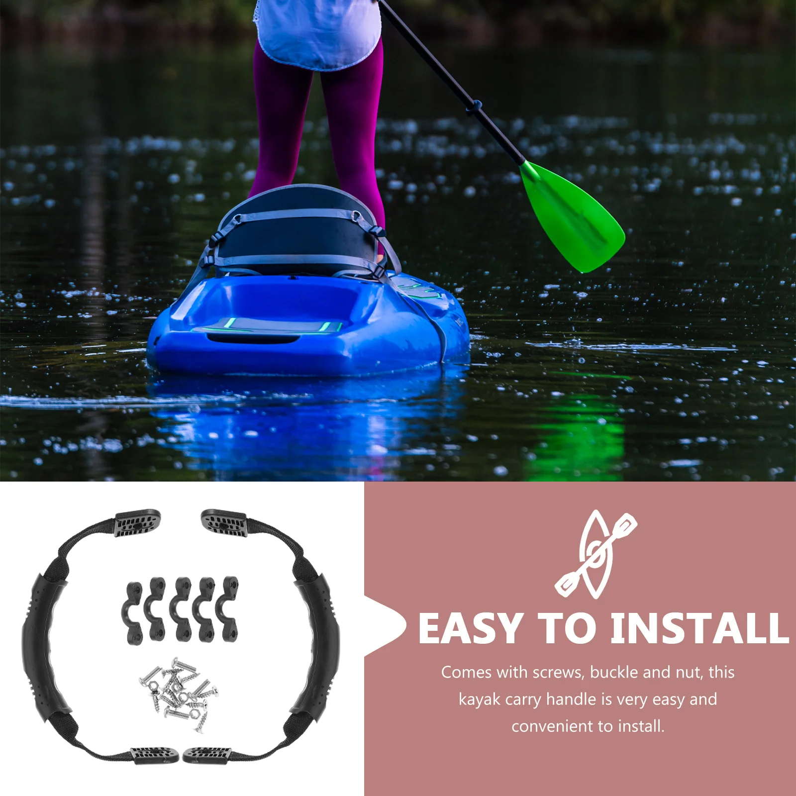 1 مجموعة 1 مجموعة كاياك مقبض عدة Pp النايلون الفولاذ المقاوم للصدأ الزورق كاياك حمل مقبض استبدال أجزاء لقارب الرياضات المائية في الهواء الطلق