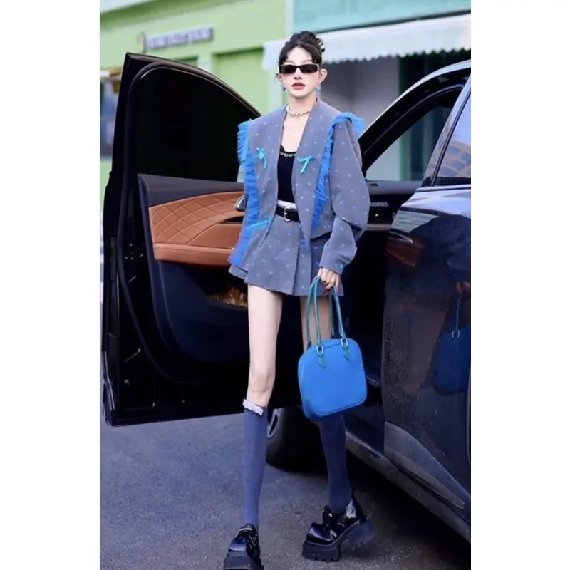 Early Spring Korean Wear with High-grade Professional Suit New Fragrant Suit Jacket Halter Skirt Two-piece Set  Women Clothing