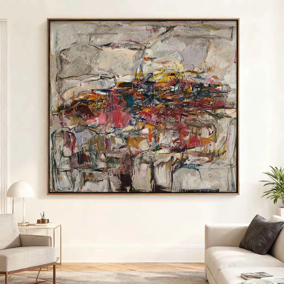 

Hand-Painted Joan Mitchell Abstract Landscape Painting,Contemporary Canvas Art,Vibrant Expressionism Wall Decor for Living Room