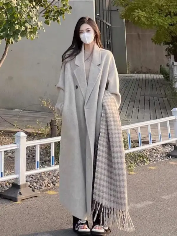 Women Maxi Coat Oversize Ankle Length Loose Fit Solid Color Comfortable Casual Overcoat Classic Pattern Tall Lady Garments