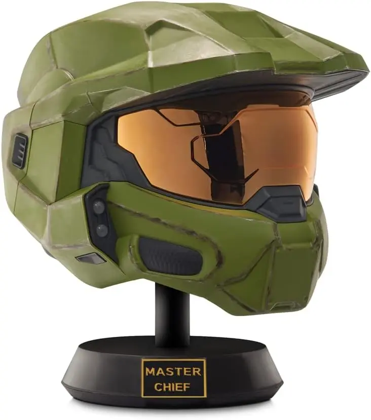 

Deluxe LED Battle-Damaged Helmet with Stand, One-Size-Fits-Most for Cosplay and Display