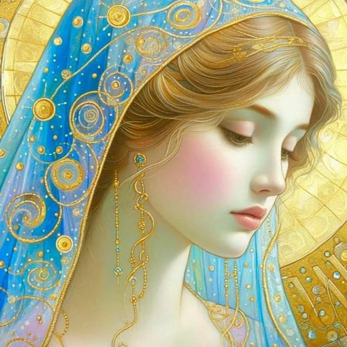 DIY Blue Veil Golden Ornament Noble Lady Portrait Art Diamond Painting Mosaic Handmade Art Exquisite Wall Decoration