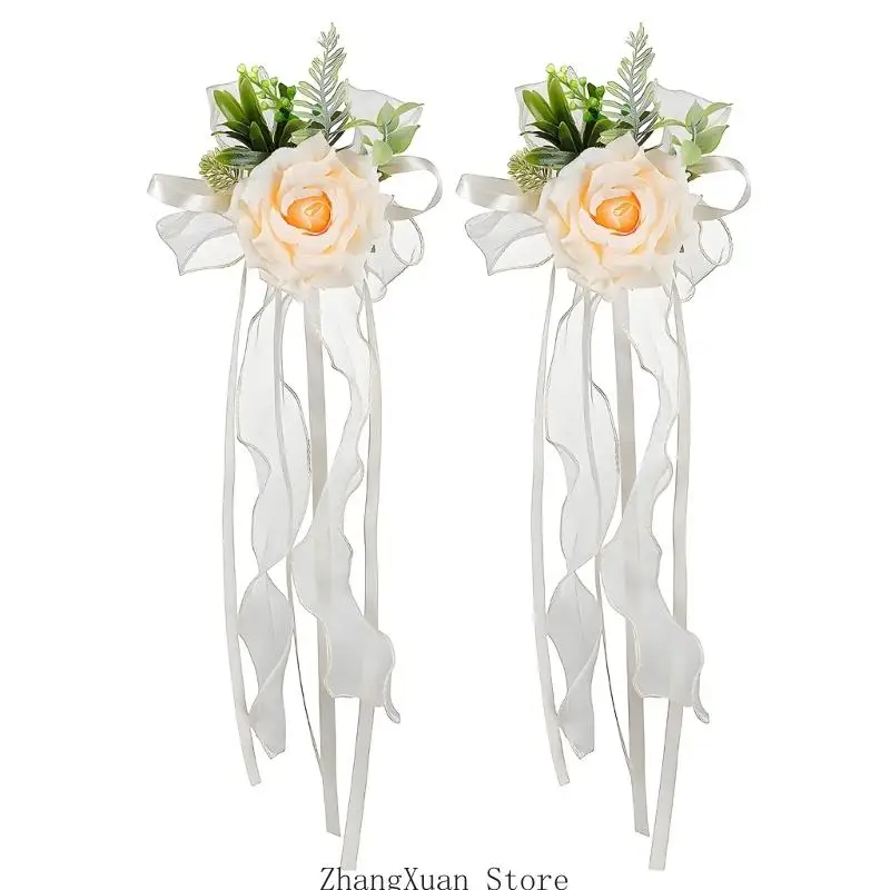 Hochzeitsauto-Rosenornament für Spiegelplatzierung und Zeremonien-Styling 3XUF – Detail 10