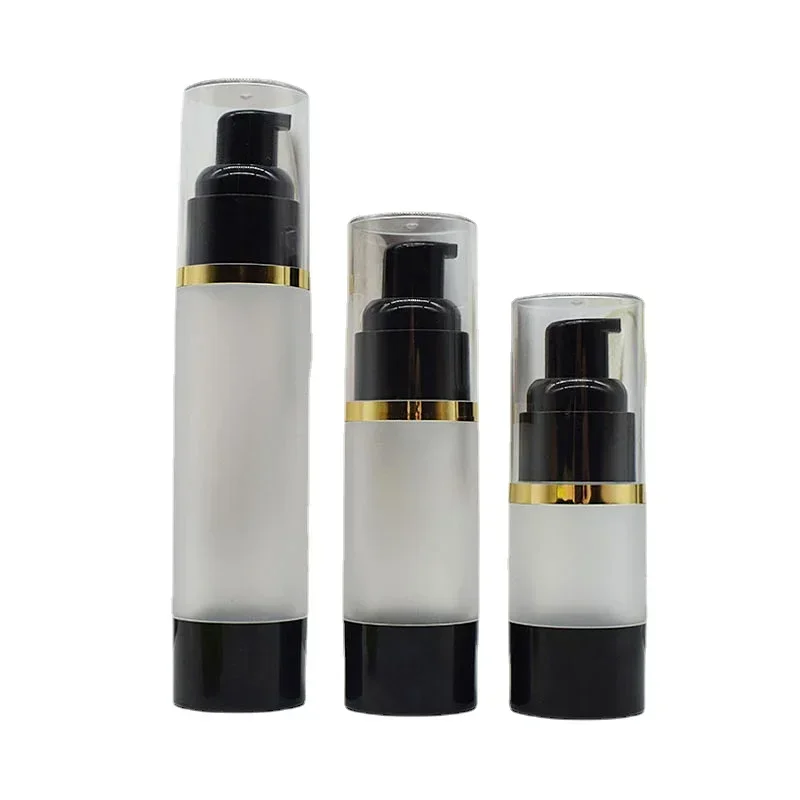 Plastic Black Empty Cosmetic Airless Bottle 15/30/50ml Treatment Pump Travel Vacuum Bottles Cream Holder Container
