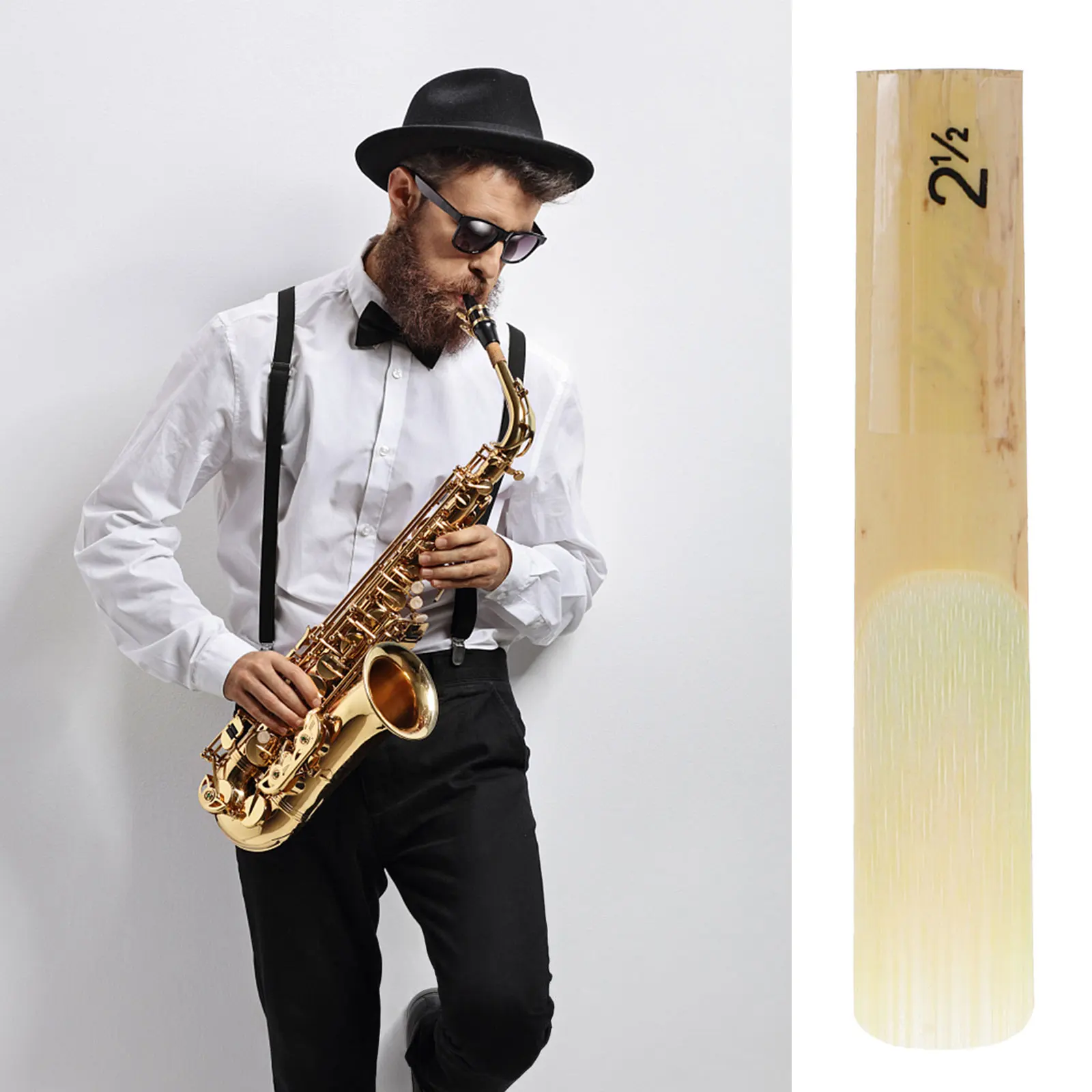 

10Pcs Saxophone Reeds Sax Strength 2.5 Bamboo Replacement Tenor Saxophone Reeds Instrument Parts Strength 2.5 Reed