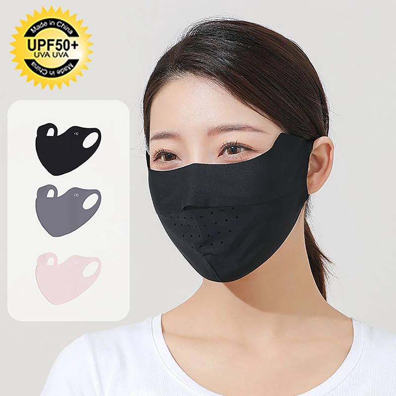 1PC Uv Sun Protection Summer Adjustable Breathable Men Women Outdoor Running Cycling Sports Mask Ice Silk Face Mask