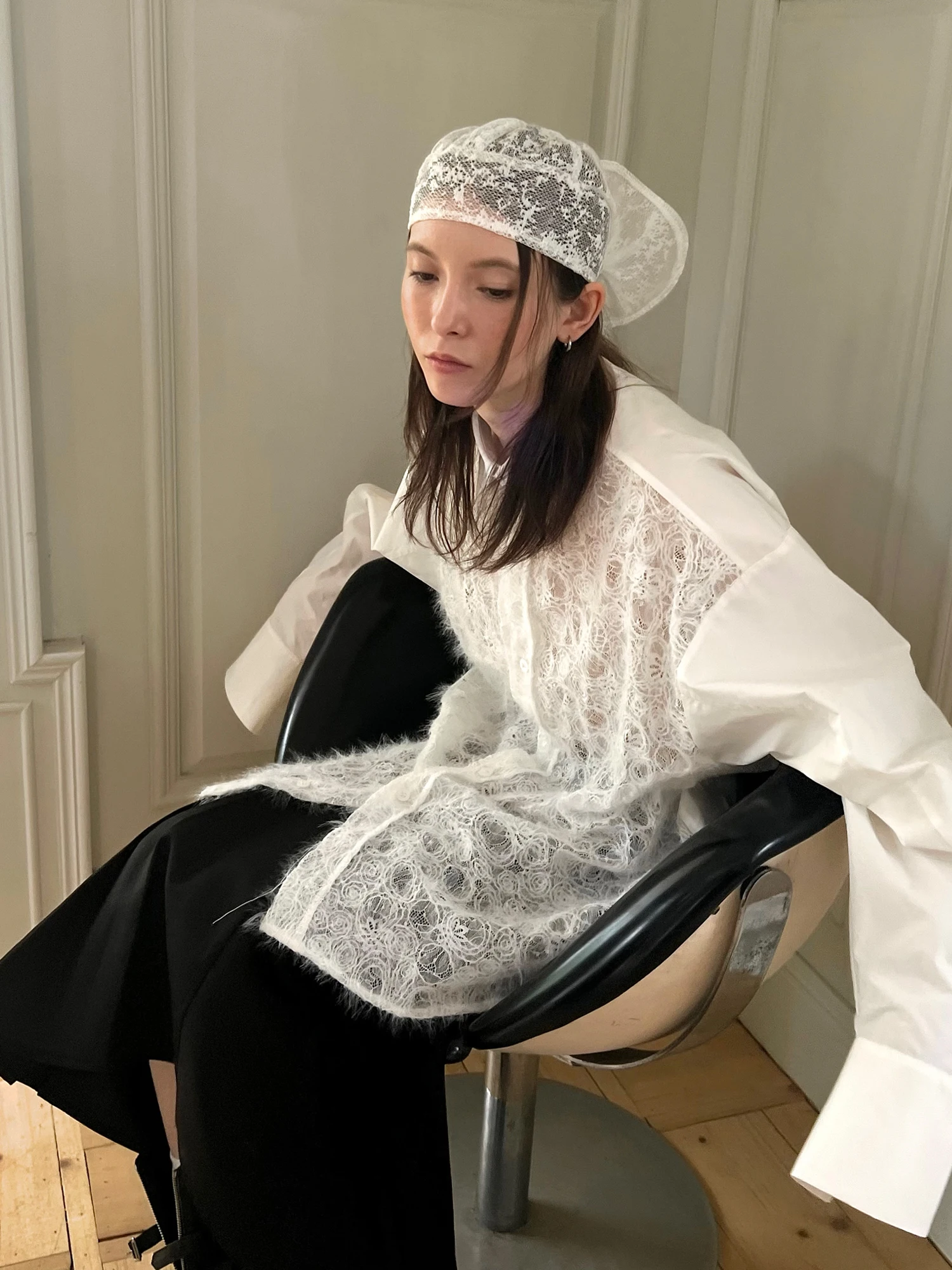 

Женский кардиган Andnever E Pure Desire: длинный, свободный, универсальный, тонкий, дышащий, из смесового хлопка, с кружевом