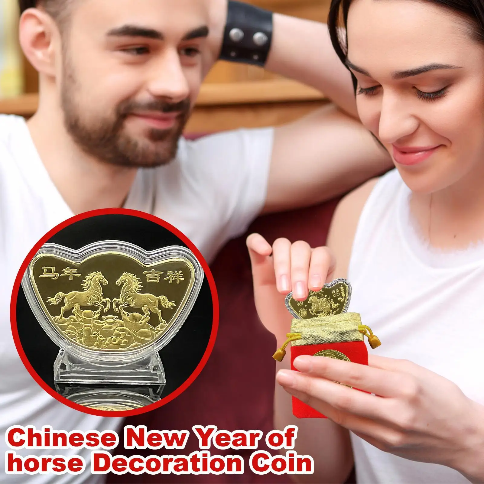 Collectible Coin Chinese Luck Coin Blessing Charm Souvenir For Kids Collector Decoration Adult Men Women New Year Party Favor