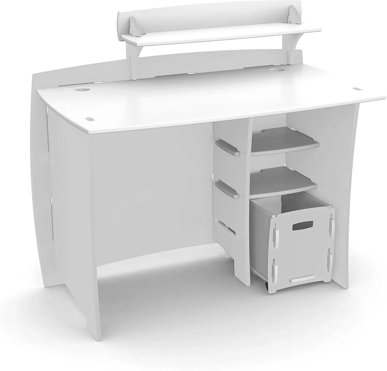 Furniture Children's Desk with Shelves and File Cart Set for Kids, White