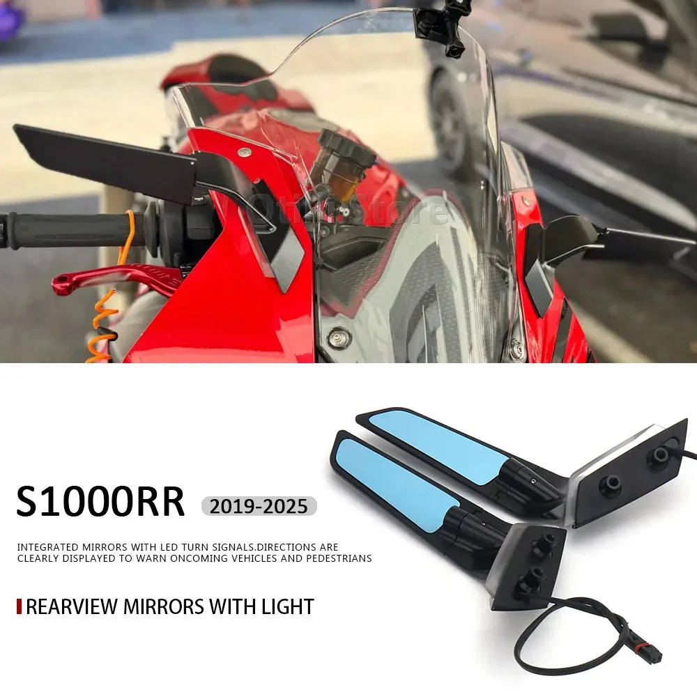 Motorcycle Rearview Rear View Side Mirrors With LED Turn Signal Light For BMW S1000RR S1000 RR S 1000 RR 2019- 2023 2024 2025