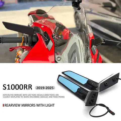 Motorcycle Rearview Rear View Side Mirrors With LED Turn Signal Light For BMW S1000RR S1000 RR S 1000 RR 2019- 2023 2024 2025