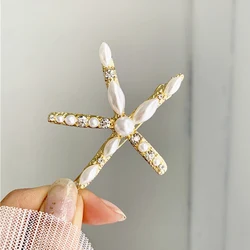 Rhinestone Pearl Starfish Hairpin Barrettes For Women Girls Hair Clips Bridal Headpiece Fashion Hair Styling Tool Accessories