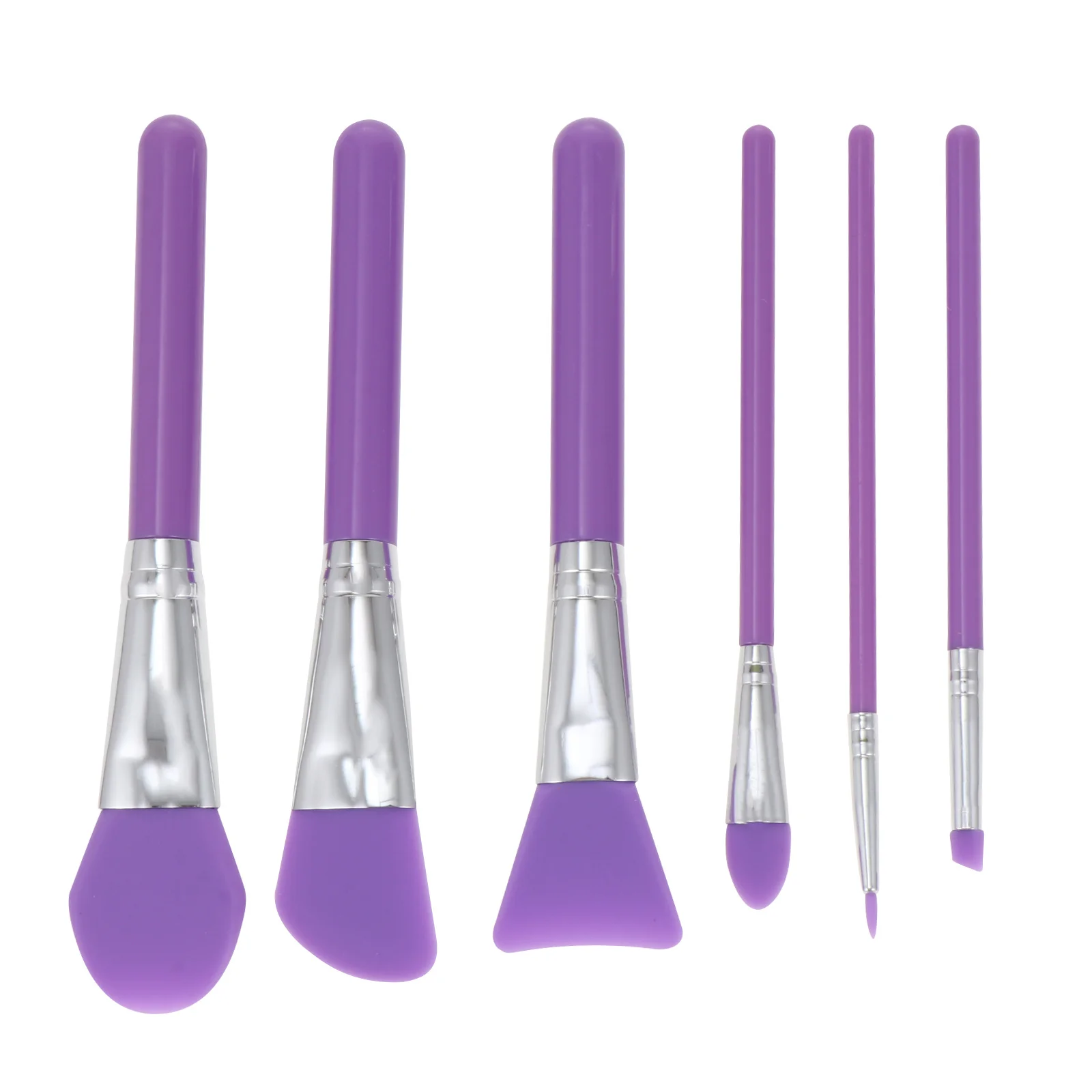 Conjunto de pincéis de silicone, 6 peças, aplicador de maquiagem líquida para base, delineador, sombra de olhos, facial, amigável à pele, fácil limpeza