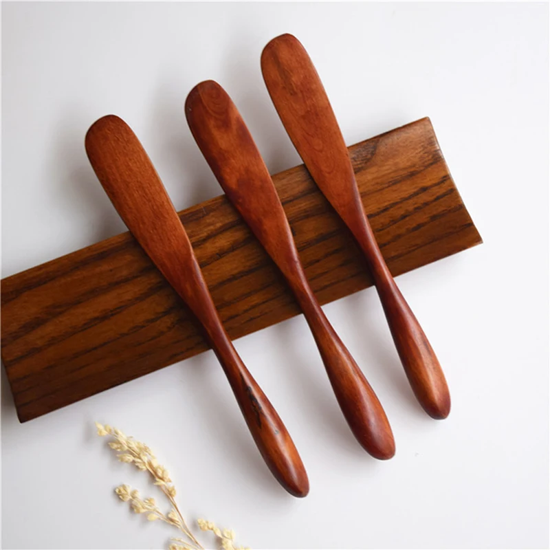 1PC Delicate Natural Wooden Butter Knife Cheese Spreader Handcraft Kitchen Tool-HMA5