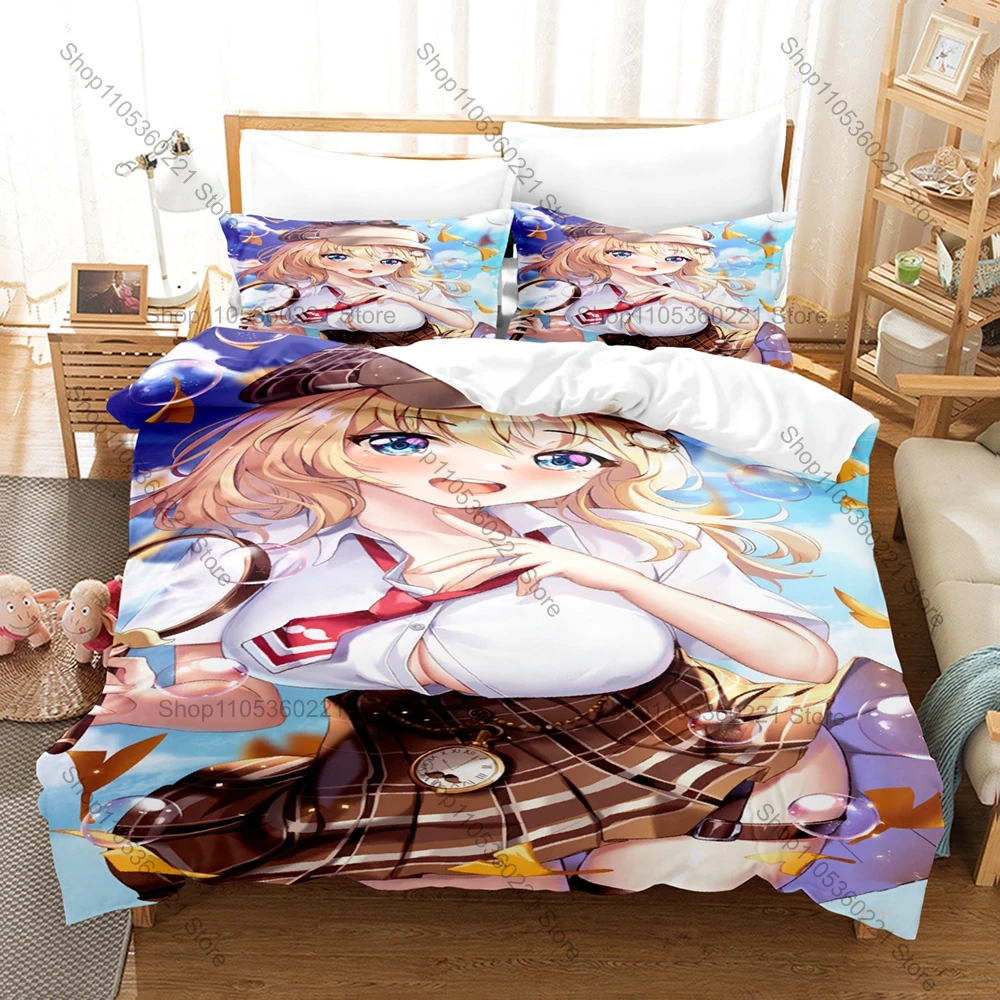 Virtual Idol Watson Amelia Themed Bedding 3 Pcs Cozy Quilt Cover Pillow Case Skin-Friendly Bed Set for Daily Use