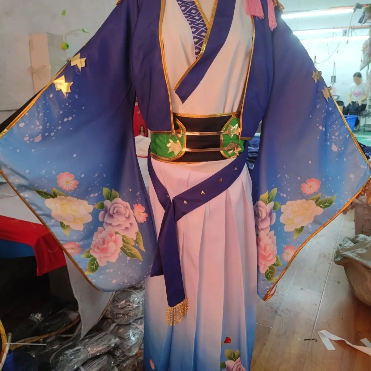 Disfraz de Cosplay de chica de carreras de caballos de gran ópera Ruihua Chaokan Año nuevo batalla azul esplendor Kimono traje de Cosplay