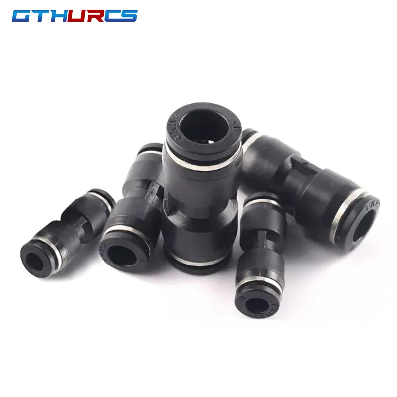 30/40/50/60/70pcs High Quality Pneumatic Fitting Black Straight Push Plastic Connector 6/8/10/12mm Trachea Connector PU