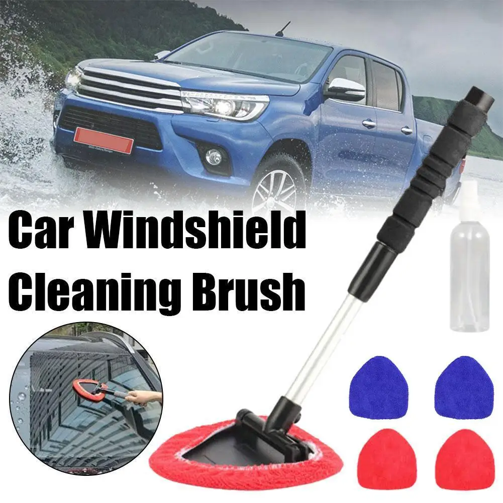 Telescopic Car Window Windshield Cleaning Brush Set Microfiber Window Glass Cleaner Car Window Cleaner Scraping Mist Eliminator