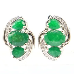 Buy 3 Get 1 Free 18x13mm New Statement Real Green Emerald Red Ruby White CZ Gift For Girls Daily Wear Silver Earrings