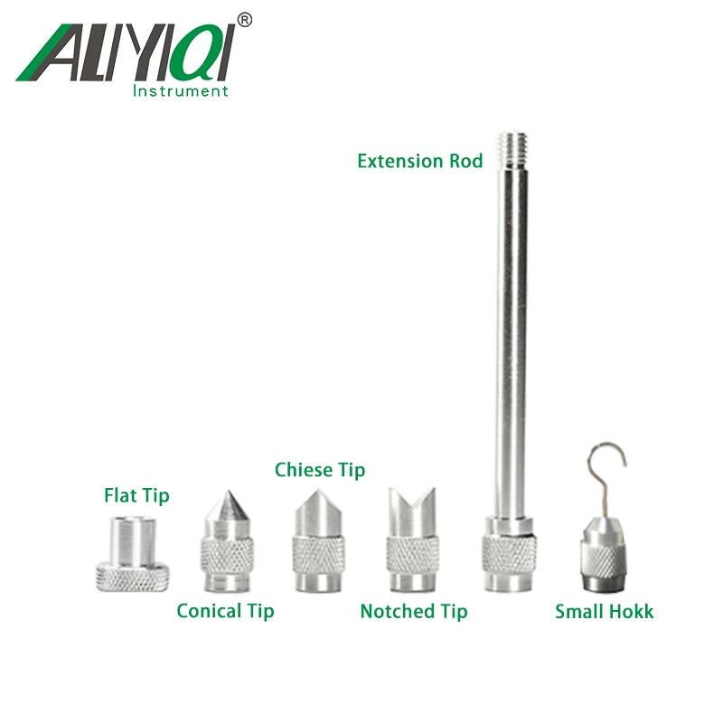 Force Gauge Aluminum Clamp For (2N,3N,5N,10N,20N,30N,50N）5pcs Flat,Conical,Chiese,Notched Tip Extension Rod Small Hook