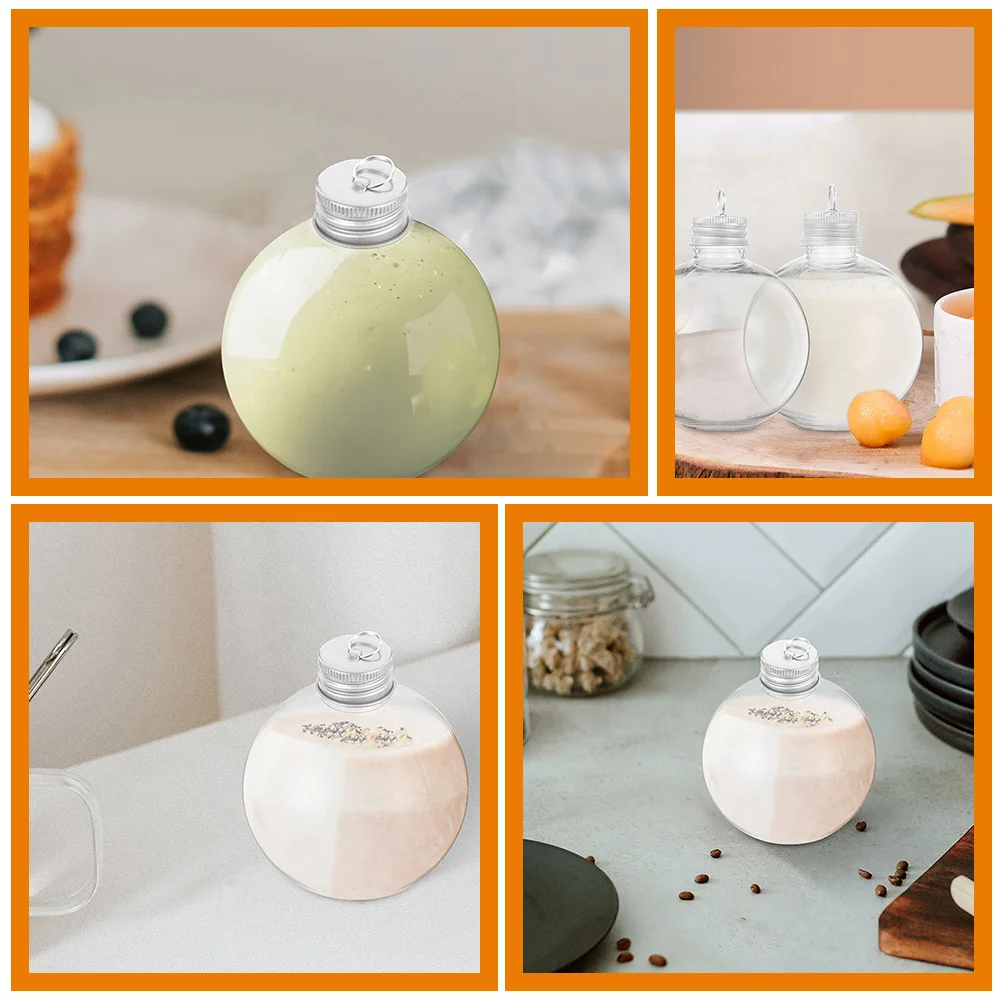 Christmas Spherical Bottle Coffee Bottles Portable Milk Sealing Cold Beverage Packing Anti-leak Clear Container Candy Juice