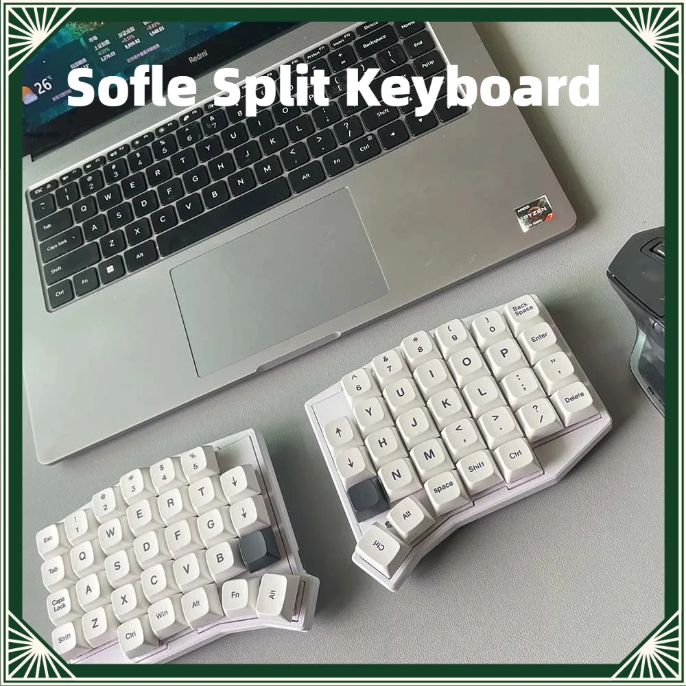 SOFLE 2.4G Wireless Split Keyboard Customized Hot Swap Mechanical Split Keyboard Ergonomics VIAL Programmable