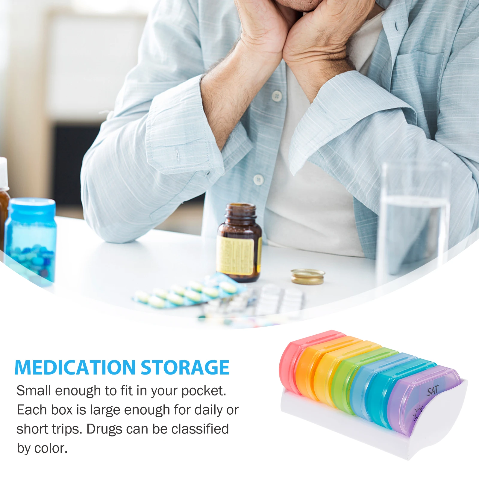 

Portable Mini Box 7 Grids Weekly ganizer Travel Medicine Kit Plastic Rainbow Jewelry Week Pill Storage Box Container